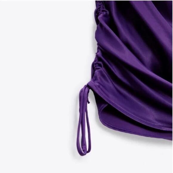 Zara Purple Dress with Chain Rhinestone Straps Adjustable Length Size XS - Picture 8 of 14